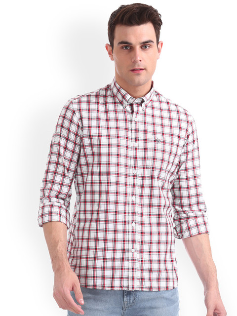 

Arrow Sport Men White Slim Fit Checked Casual Shirt