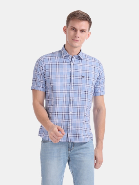 

Arrow Sport Men Blue Regular Fit Checked Casual Shirt