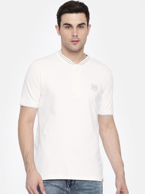 

Lee Cooper Men White Solid Henley Neck T-shirt