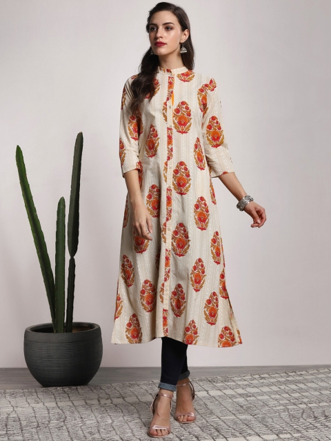 

Sangria Women Red & Beige Printed A-Line Kurta