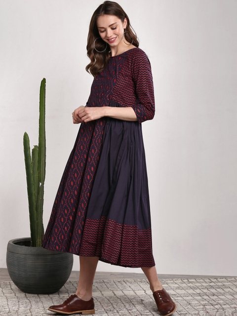 

Sangria Women Red Printed A-Line Dress