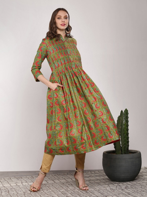 

Sangria Women Green & Red Floral Print Kurta