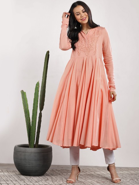 

Sangria Women Pink Woven Design Anarkali Kurta