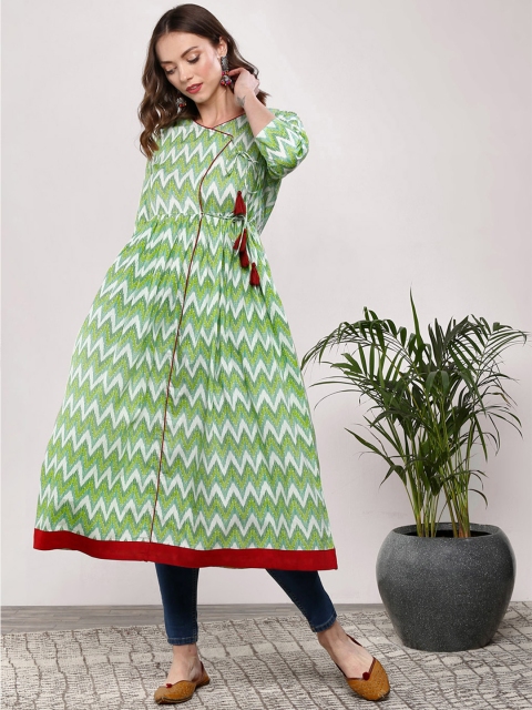 

Sangria Women Green Printed A-Line Kurta