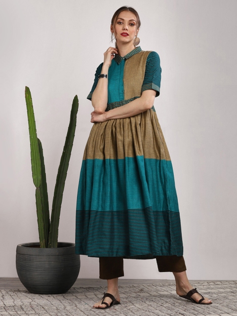 

Sangria Women Teal Dyed A-Line Dress
