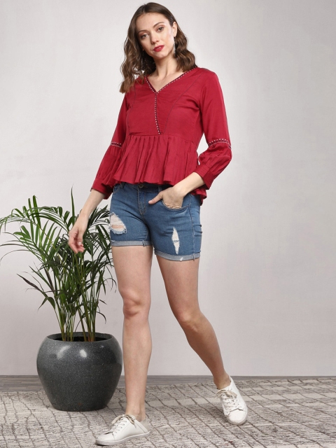 

Sangria Women Red Blouson Top