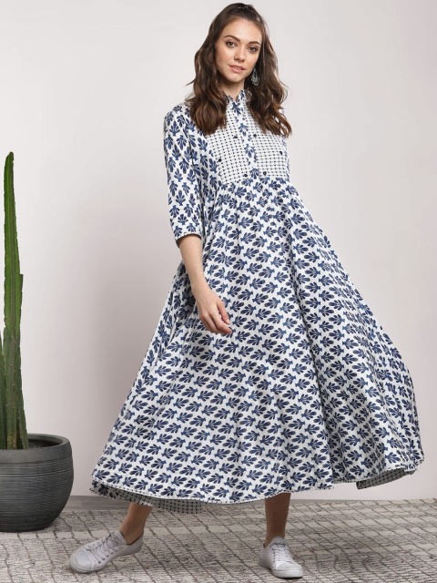 

Sangria Women Navy Blue Printed Maxi Dress