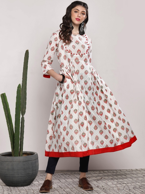 

Sangria Women White & Red Printed Anarkali Kurta