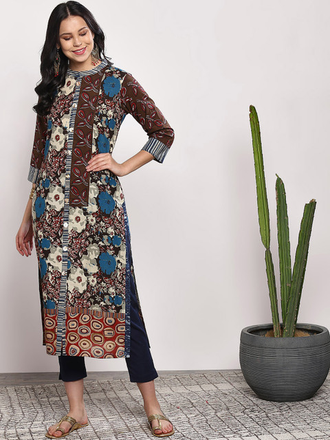 

Sangria Women Multicoloured Printed Straight Kurta, Multi