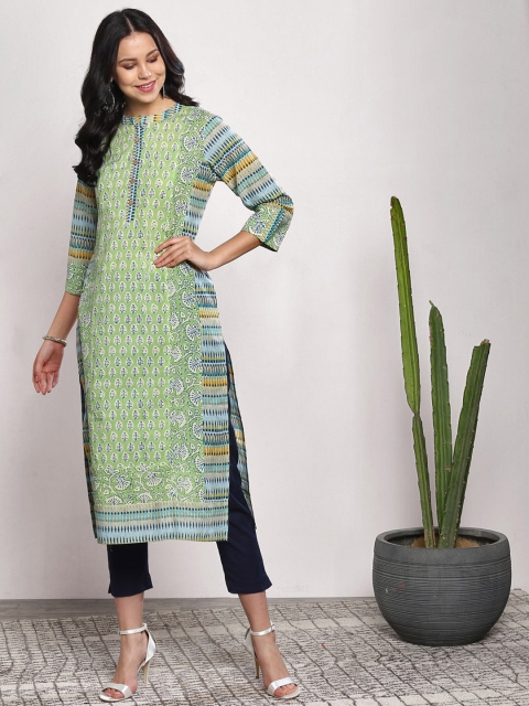 

Sangria Women Green Printed Straight Kurta