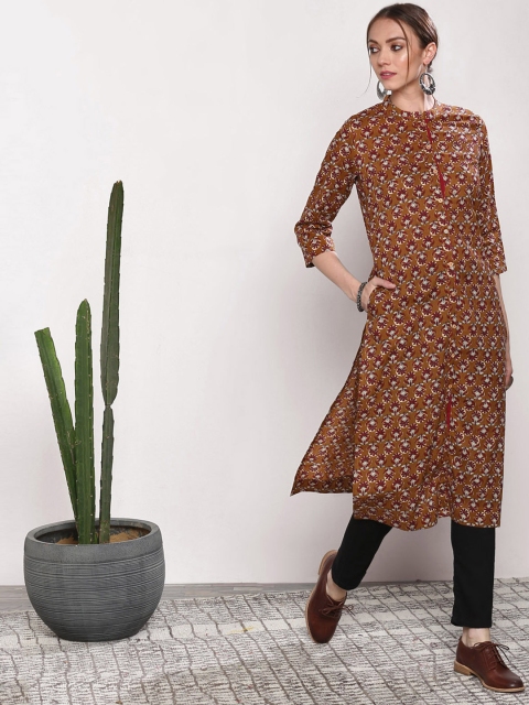 

Sangria Women Brown Printed Straight Kurta