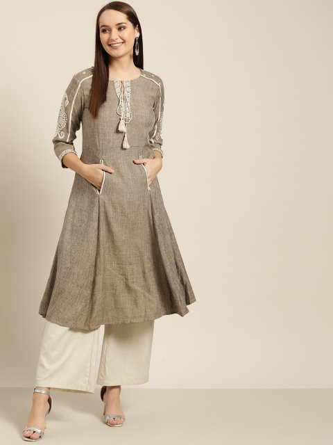 

Sangria Women Brown Solid A-Line Kurta