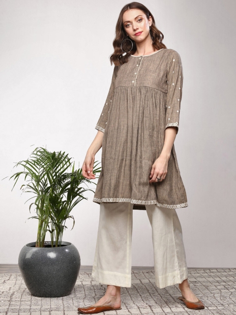 

Sangria Women Brown Solid A-Line Kurta