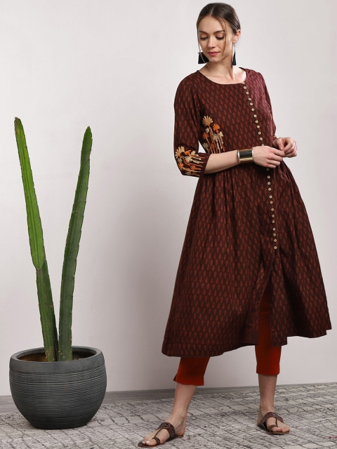 

Sangria Women Brown Printed A-Line Kurta