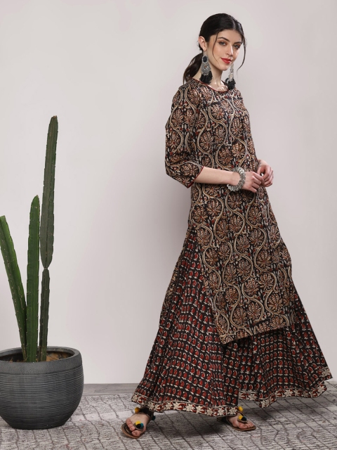 

Sangria Women Brown Printed Kurta with Palazzos