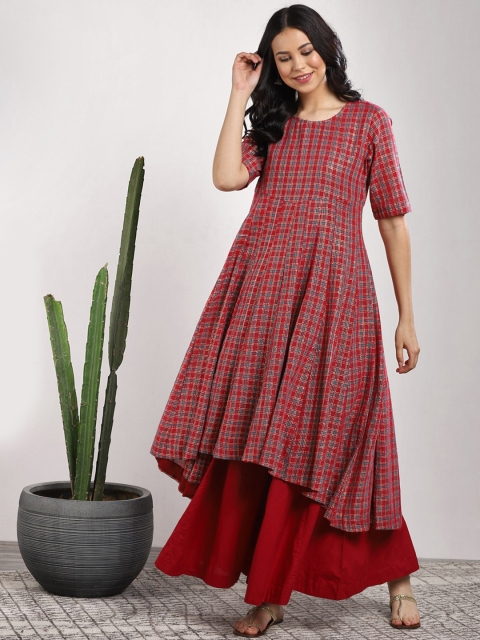 

Sangria Women Red Printed Kurta with Palazzos
