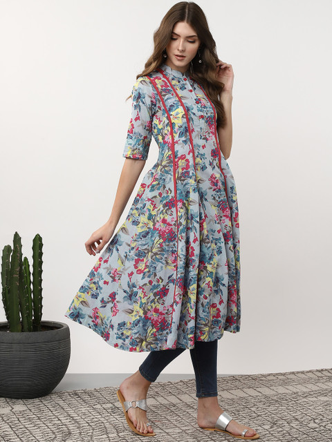 

Sangria Women Blue & Pink Printed Anarkali Kurta