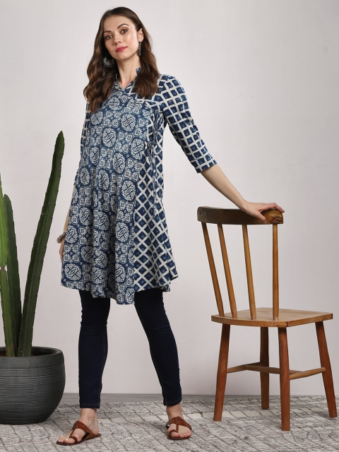 

Sangria Women Blue Printed A-line tunic