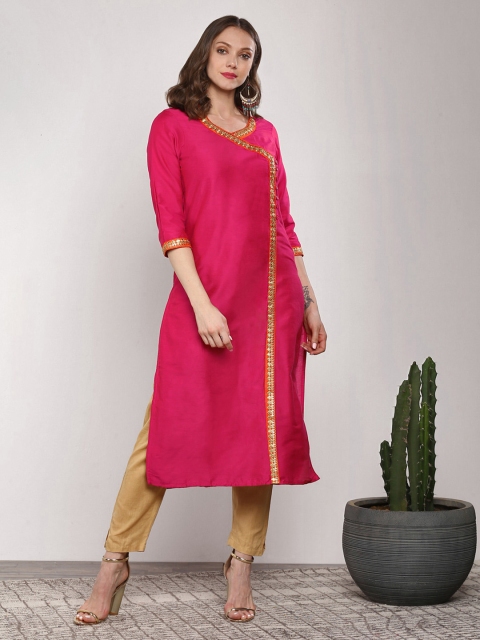 

Sangria Women Fuchsia Solid Straight Kurta