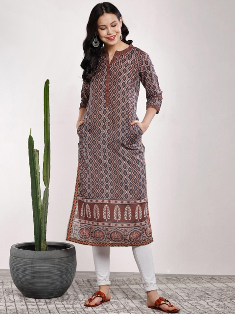 

Sangria Women Brown Printed Straight Kurta