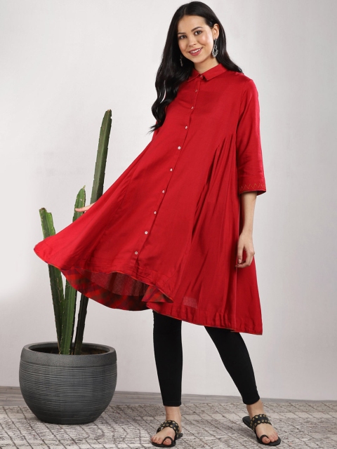 

Sangria Women Red Solid A-Line Kurta