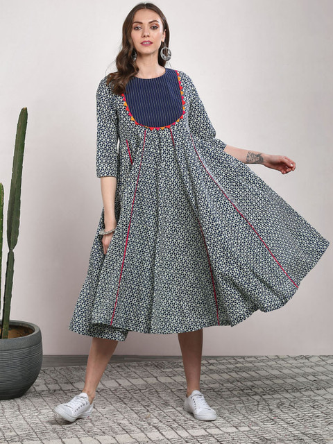 

Sangria Women Navy Blue Printed Maxi Dress