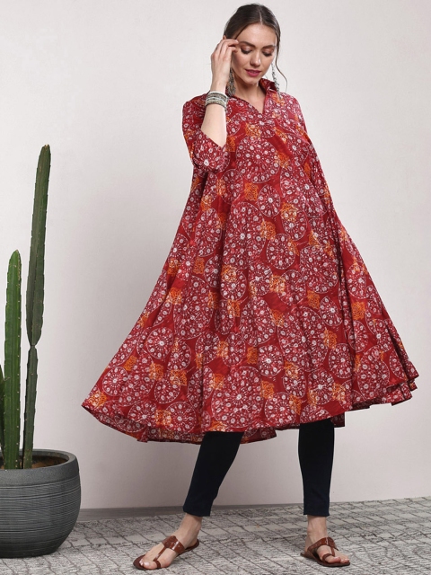 

Sangria Women Maroon Printed A-Line Kurta