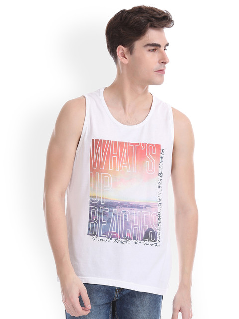 

Aeropostale Men White Printed Round Neck Pure Cotton T-shirt