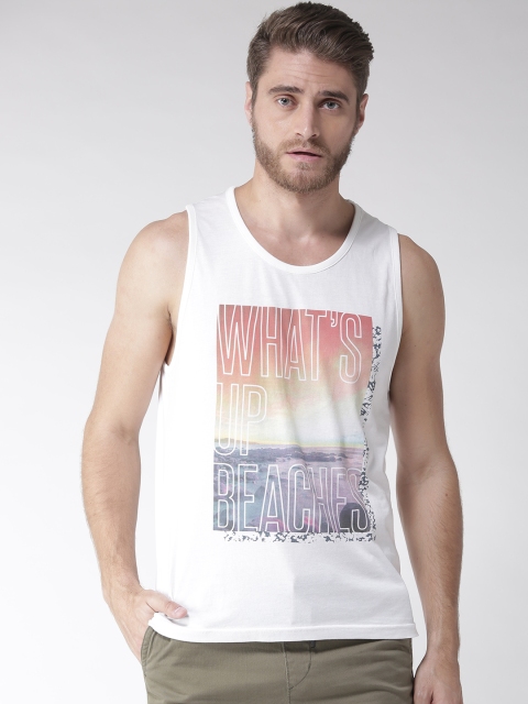 

Aeropostale Men White Printed Round Neck Sleeveless T-shirt