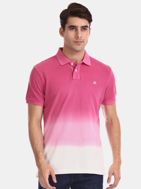 

Aeropostale Men Pink Dyed Polo Collar T-shirt