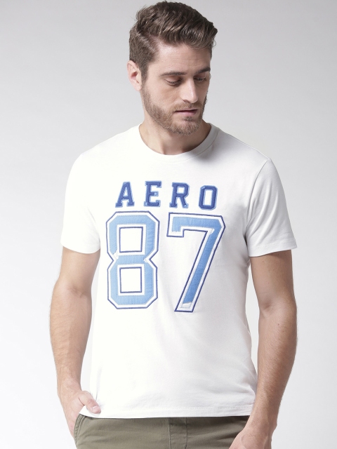 

Aeropostale Men White Self Design Round Neck T-shirt