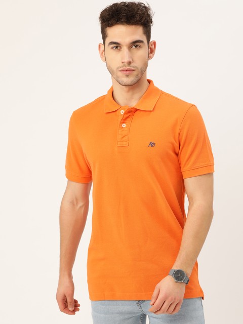 

Aeropostale Men Orange Solid Pure Cotton Polo Collar Pure Cotton T-shirt