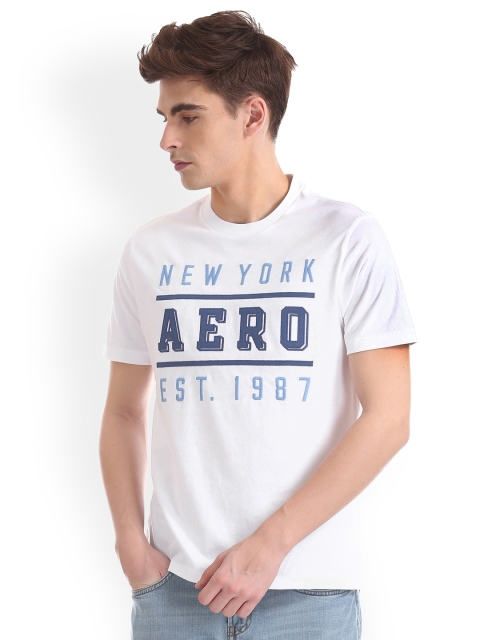 

Aeropostale Men White Self Design Round Neck T-shirt