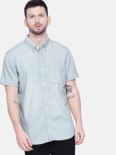 

AMERICAN EAGLE OUTFITTERS Men Blue Regular Fit Faded Denim Casual Shirt