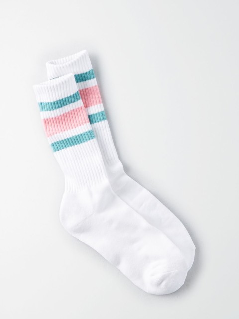 

AMERICAN EAGLE OUTFITTERS Men Pack Of 2 White Striped Calf Length Socks