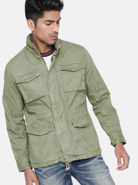 

AMERICAN EAGLE OUTFITTERS Men Olive Green Solid Tailored Jacket
