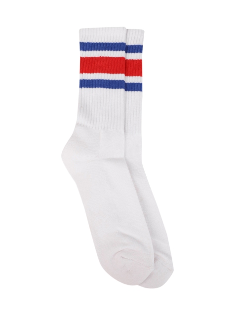 

AMERICAN EAGLE OUTFITTERS Men White & Red Solid Calf Length Socks