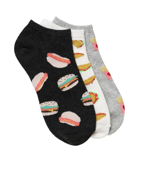 

AMERICAN EAGLE OUTFITTERS Women Pack of 3 Printed Socks, Grey