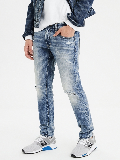 

AMERICAN EAGLE OUTFITTERS Men Blue Slim Fit Mid-Rise Mildly Distressed Stretchable Jeans