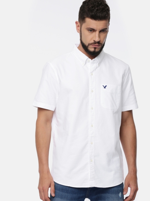 

AMERICAN EAGLE OUTFITTERS Men White Regular Fit Solid Casual Shirt