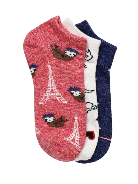 

AMERICAN EAGLE OUTFITTERS Women Pack of 3 Printed Socks, Red