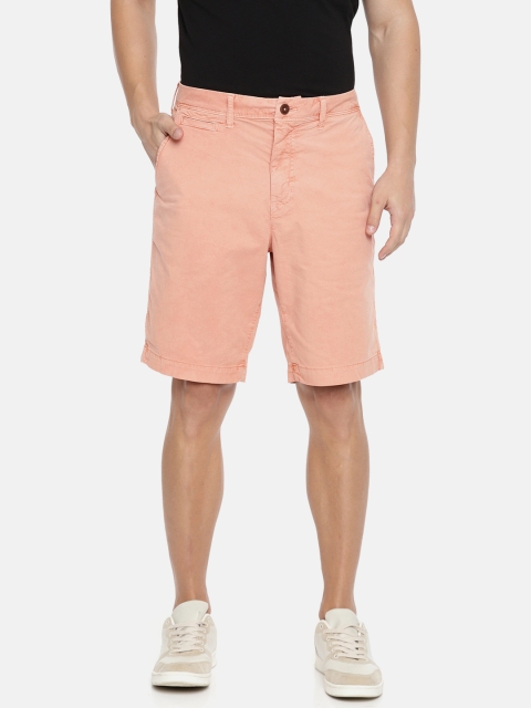 

AMERICAN EAGLE OUTFITTERS Men Peach-Coloured Solid Regular Fit Chino Shorts