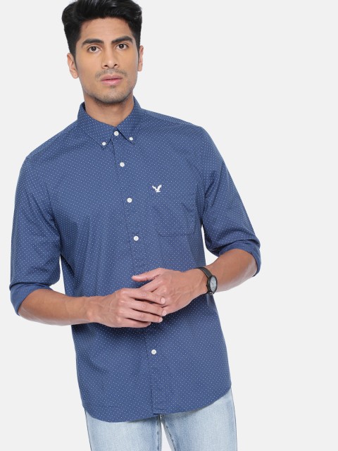 

AMERICAN EAGLE OUTFITTERS Men Navy Slim Fit Printed Casual Shirt, Navy blue