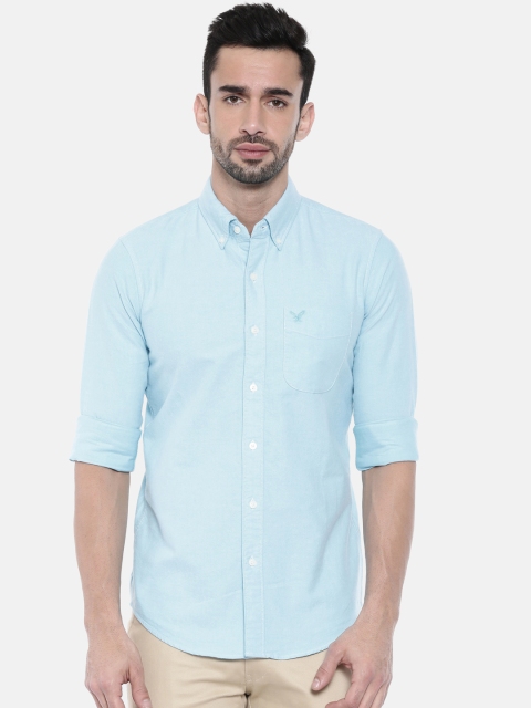 

AMERICAN EAGLE OUTFITTERS Men Blue Slim Fit Solid Casual Shirt