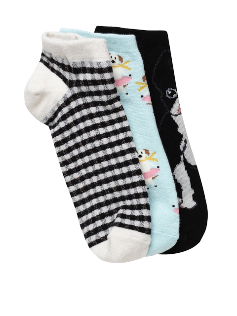 

AMERICAN EAGLE OUTFITTERS Women Pack of 3 Printed Socks, Black