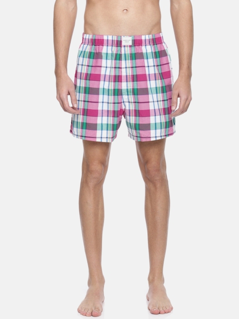 

AMERICAN EAGLE OUTFITTERS Men Pink & Green Checked Pure Cotton Boxers 7927-660