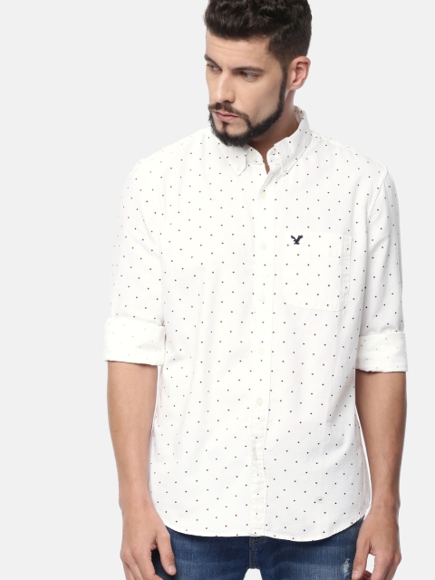 

AMERICAN EAGLE OUTFITTERS Men White & Red Regular Fit Printed Casual Shirt