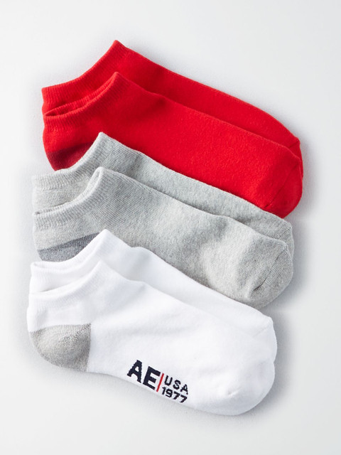 

AMERICAN EAGLE OUTFITTERS Men Multicoloured Set of 3 Solid Ankle Length Socks, Multi