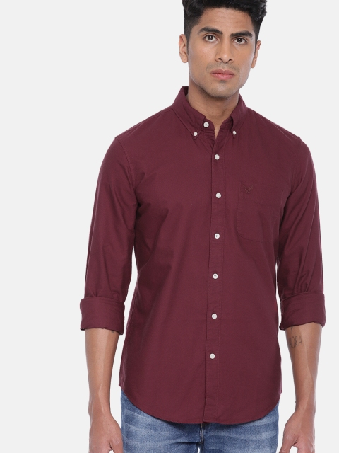 

AMERICAN EAGLE OUTFITTERS Men Maroon Regular Fit Solid Casual Shirt