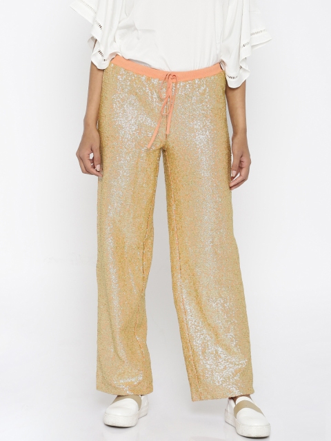 

Vero Moda by Karan Johar Golden Sequinned Palazzo Trousers, Gold